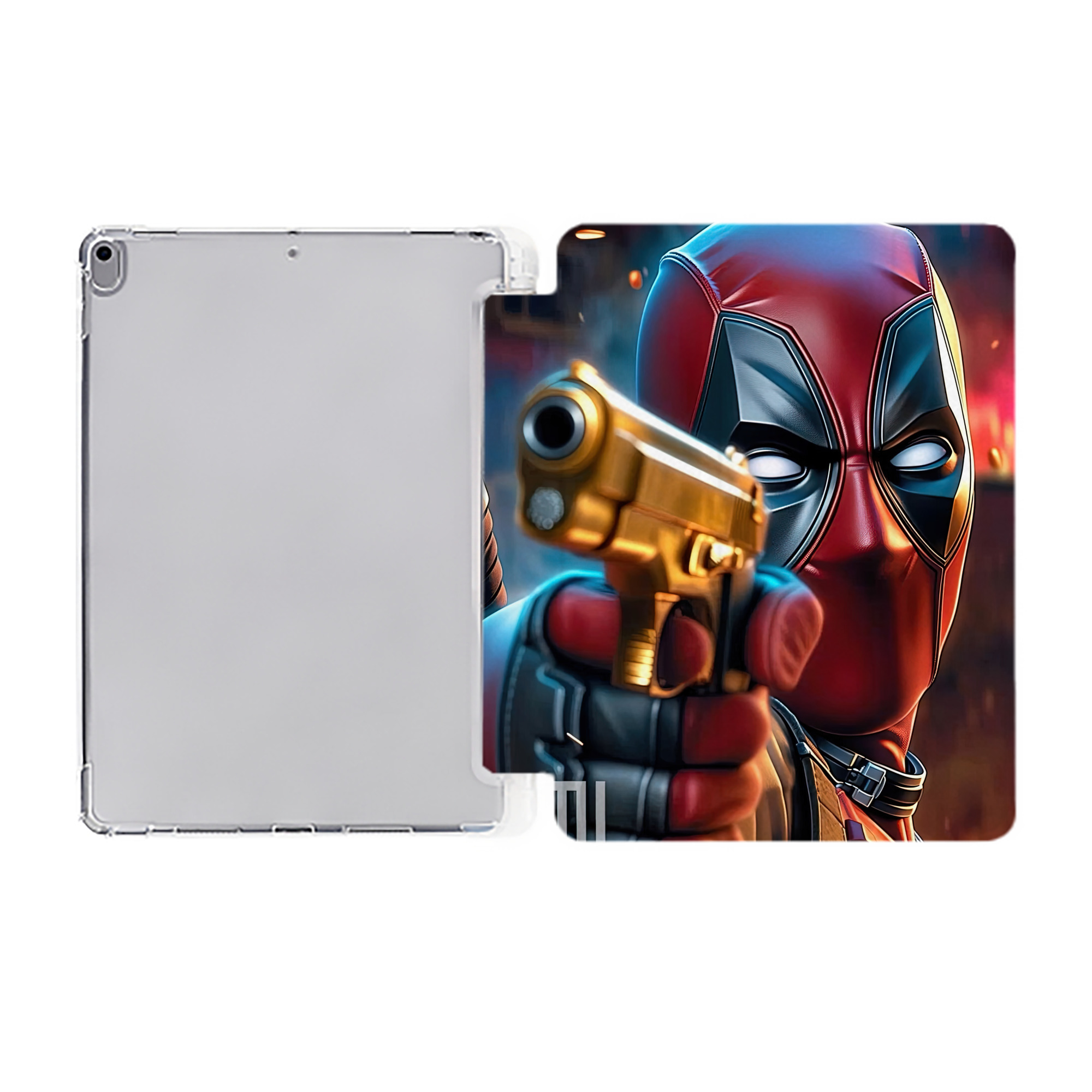 （画像用） Deadpool デッドプール IPad ケース ペン収納付き 三つ折りスタンド PUレザー×シリコン 対応機種9.5/10.5/10.9インチ
